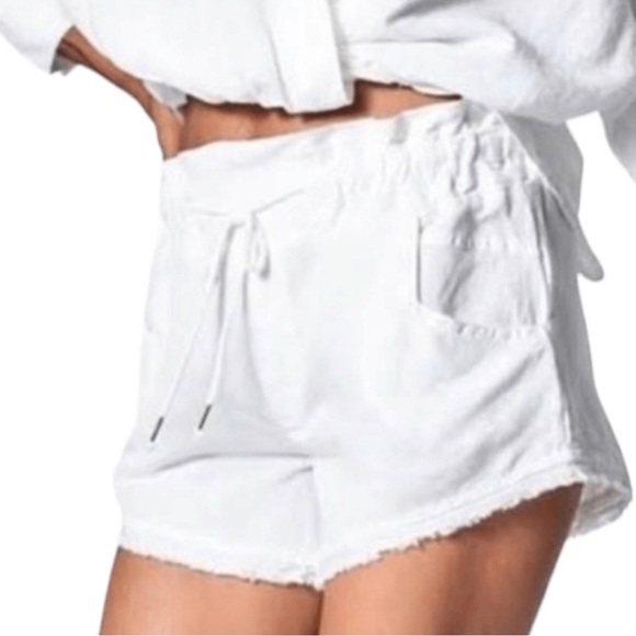 Young Fabulous & Broke YFB White Linen Beach Shorts M Cover Up - Picture 1 of 6